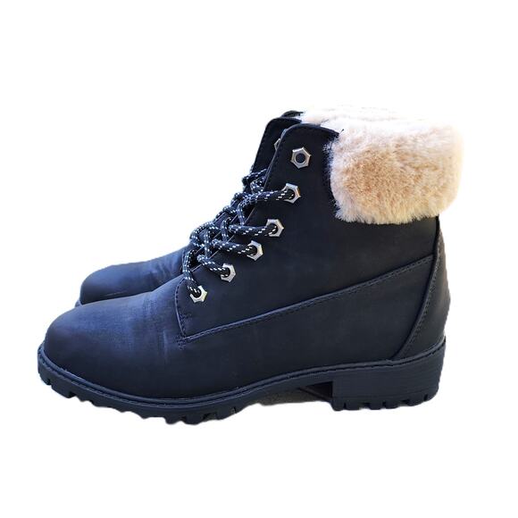 Madden Girl Frannkie Faux Fur Ankle Combat Boots 8 - Picture 8 of 10